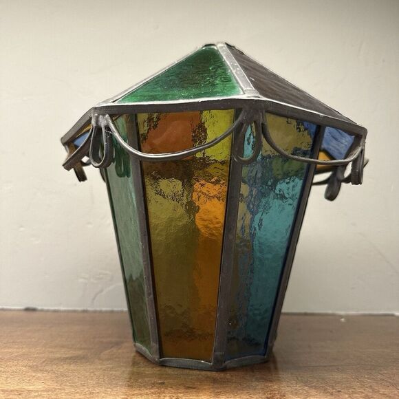 Antique Slag Glass Underwriters Style Leaded Light Fixture Lamp - Picture 1 of 12